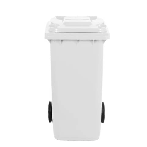 Bidone carrellato per raccolta differenziata 240 lt con coperchio PEHD Mobil Plastic bianco - 1/240/5-BIL